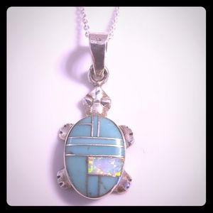 Sterling Silver Turquoise, Opal necklace, earrings